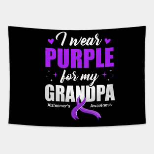 Support I Wear Purple For My Grandpa Alzheimer's Awareness Tapestry