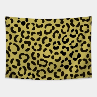 Trendy Black on Gold Leopard Print Pattern Tapestry