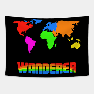 Wanderer - Traveler Tshirt - Travel lover Shirt - World Map Colorful Tapestry