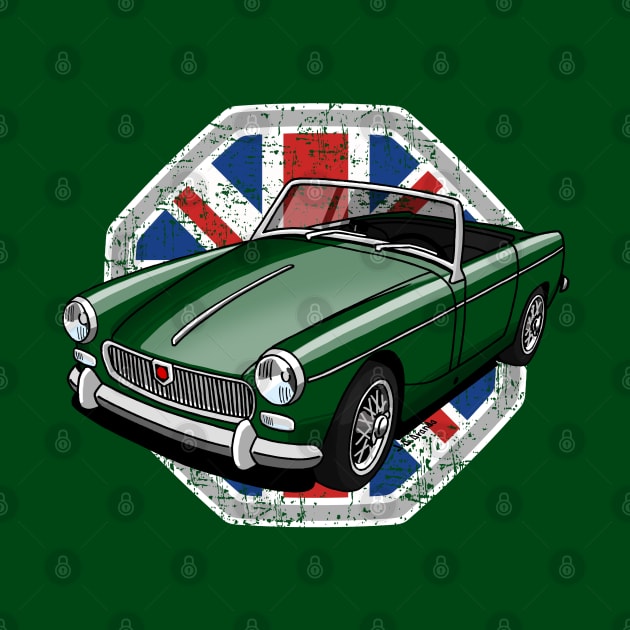 Classic british sports car with Union Jack background by jaagdesign