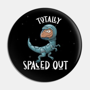 Spaced Out Dinosaur Astronaut in Outer Space Velociraptor Pin