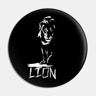 black and white image of a lion Pin