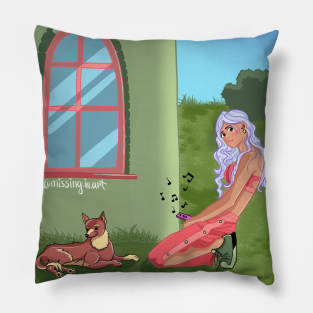 Backyard vibes illustration Pillow