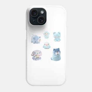 Blue Kawaii Plushies Sticker Pack Phone Case