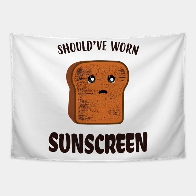 Funny Bread Should've Worn Sunscreen. Tapestry by Marzuqi che rose