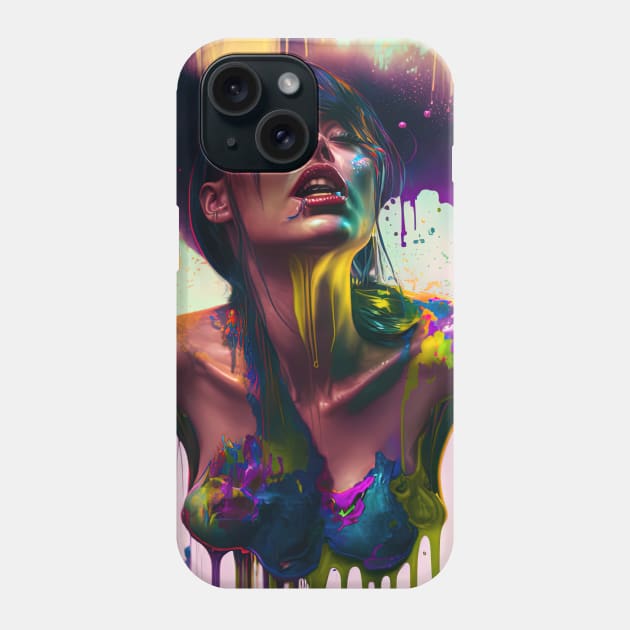 Elegantly Wasted - Emotionally Fluid Collection - Psychedelic Paint Drip Portraits Phone Case by JensenArtCo