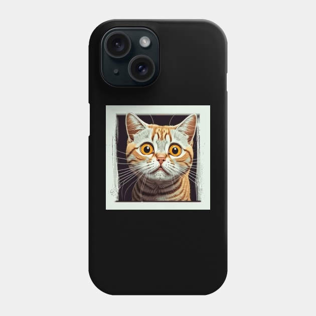 Funny Scared Ginger Cat Face, Cat Lover, Scaredy Cat Phone Case by dukito