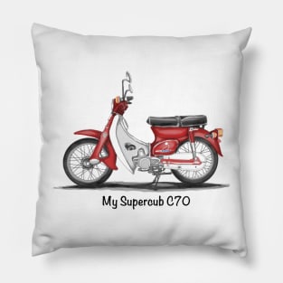 Drawing of Retro Motorcycle Honda Cub C70 Pillow