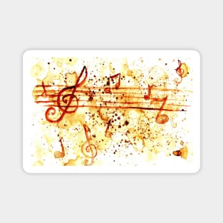 Coffee stains and music notes Magnet