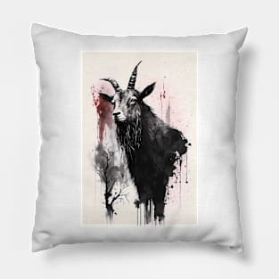 Ink Portrait of a Goat Pillow