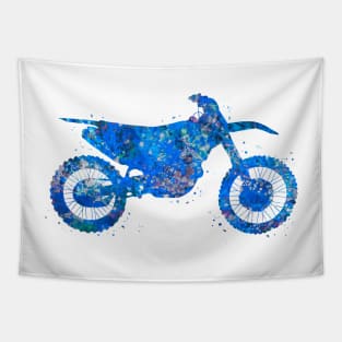 Motocross watercolor blue art Tapestry