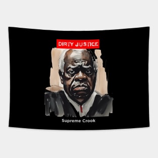 Clarence Thomas: Dirty Justice on a Dark Background Tapestry