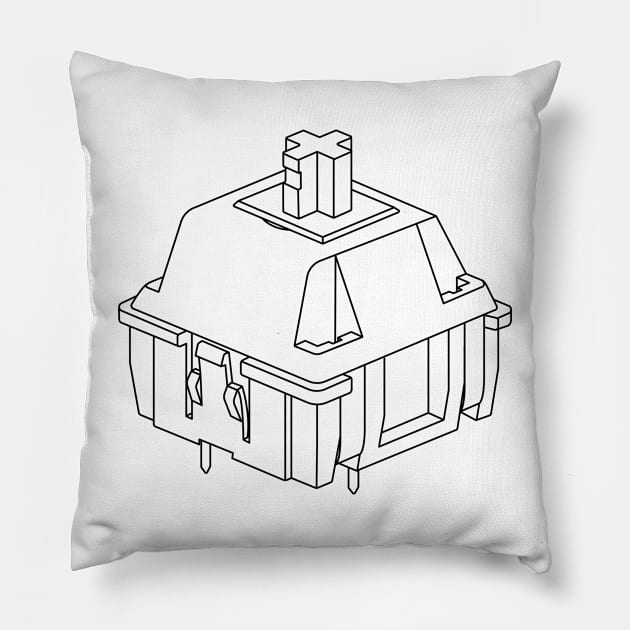 Mechanical Keyboard Cherry MX Switch Technical Line Drawing Pillow by Charredsky