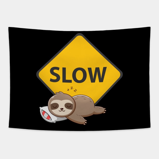 Caution Slow - Sleeping Sloth Tapestry by AbsZeroPi