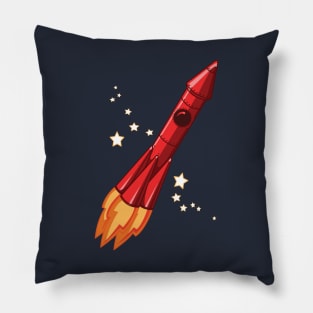 Red Rocket to the Stars Pillow