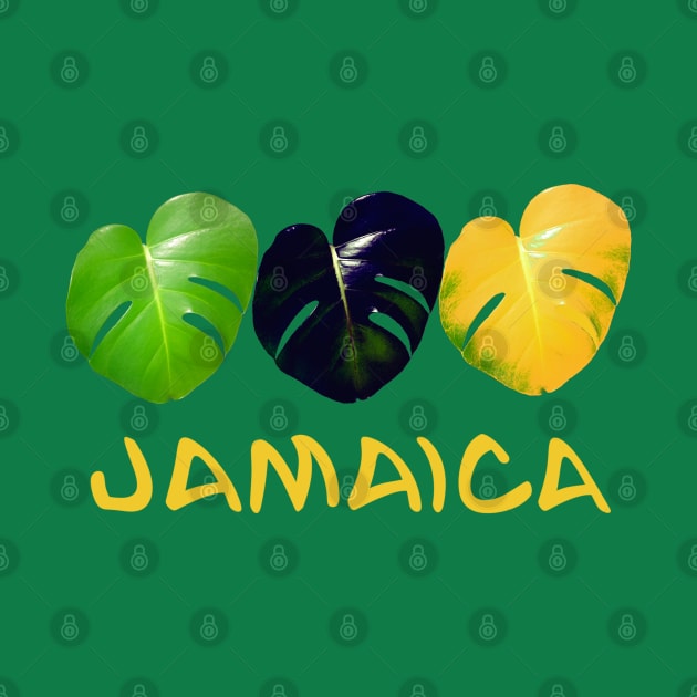 Jamaica - three leaves in the Jamaican flag Colours/colors: black green and gold inside a heart shape by Artonmytee