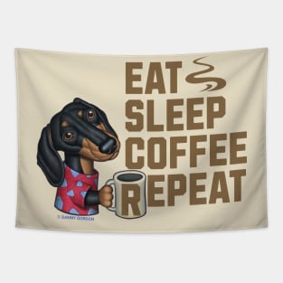 Funny Cute Eat Sleep Coffee Repeat Doxie Dachshund Tapestry