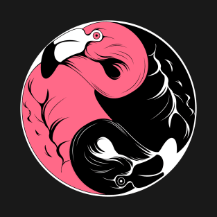 Yin Yang Flamingos Pink & Black T-Shirt