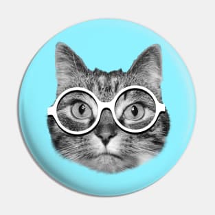 Cute hipster cat with white eyeglasses Pin
