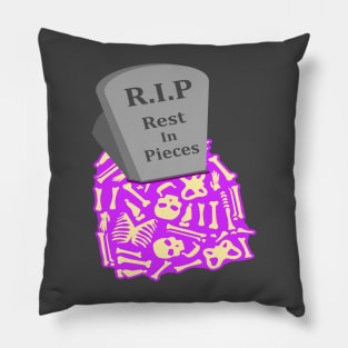 R.I.P Rest in Pieces Tombstone and Skeleton Bones Halloween Pillow