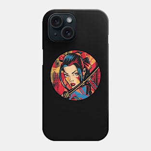 Pop Art Samurai Girl Japanese Woman Phone Case