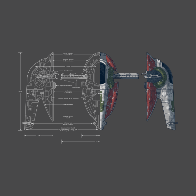 Discover Slave I- Minimal - Star Wars - T-Shirt