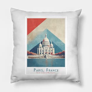 Vintage Paris - Sacré-Cœur ( Sacre Coeur ) de Montmartre in France Pillow