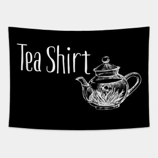 Tea Shirt pun in Black Tapestry