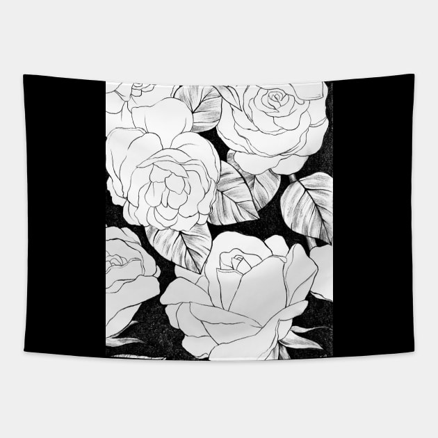 dark spring roses Tapestry by solfortuny