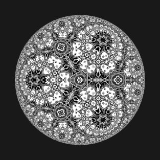 Fractal Faces Sacred Mandala Geometry Art Yoga Om Good Vibes T-Shirt