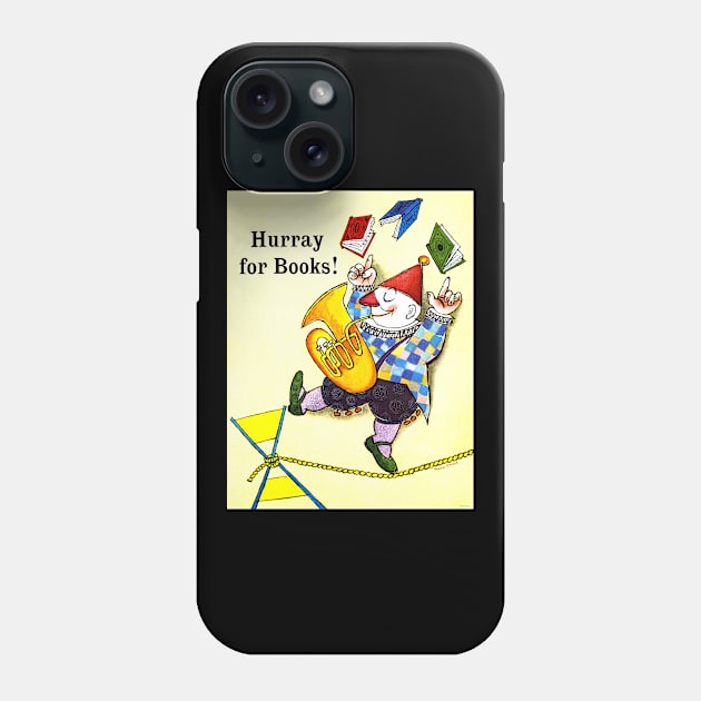 Hurray for books! Juggling clown, tightrope, & bassoon 1960 Phone Case by rocketshipretro