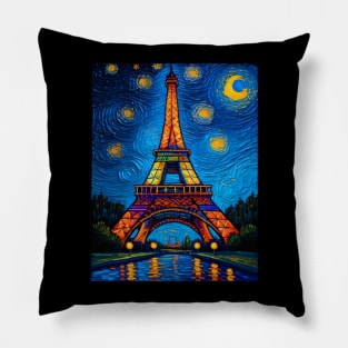 Eiffel Tower in Starry Night Pillow