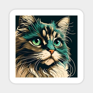 Colorful Cat Kitten Lover - Cute Cat Face Magnet