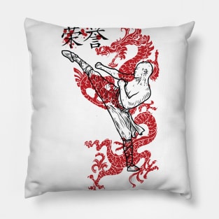 Kung Fu Master and Red Dragon Pillow