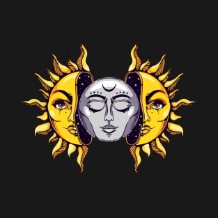 vintage sun moon space T-Shirt