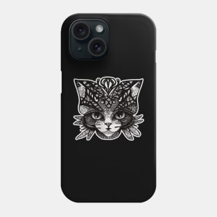 Kitty Doodle Cat Black And White Sketch Phone Case