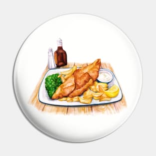 Fish & Chips - Watercolour food illustration Pin