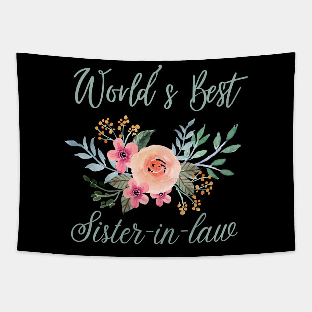 World's best sister-in-law sister in law shirts cute with flowers Tapestry by Maroon55