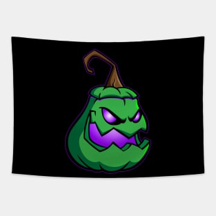 Creepy Jack O Lantern Pumpkin - Green and Purple, Tapestry