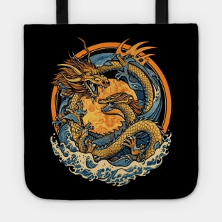 Vintage Japanese Dragon Sun Tattoo Design Tote