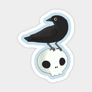 crow and skull illustration Magnet