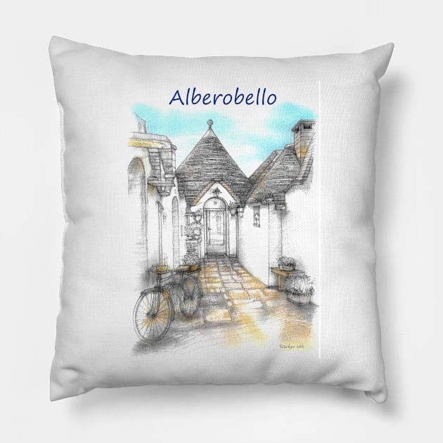 Alberobello, Puglia. Italia Pillow by manisketcher