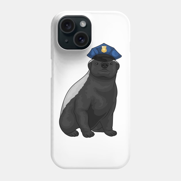 Honey badger Cop Police hat Police Phone Case by Markus Schnabel