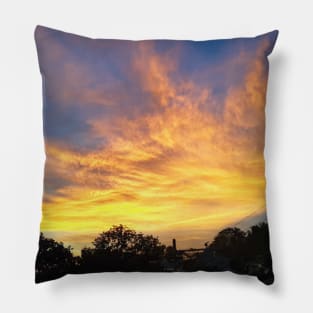 Golden Sunset Sky Scenery Pillow