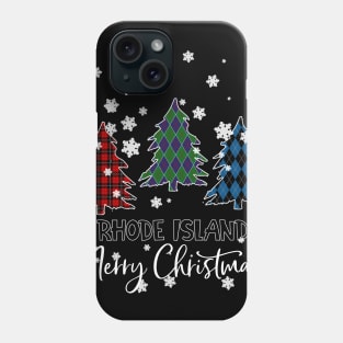 Rhode Island Merry Christms Buffalo Plaid Xmas Tree  Phone Case