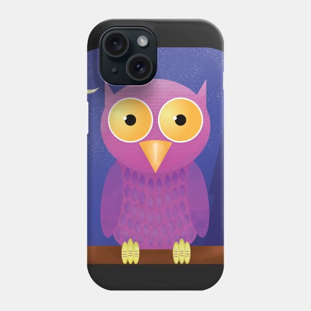 Cute Owl Nighttime T-Shirt Phone Case by lucidghost