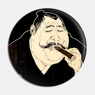 Puff Sumo: Smoke a Cigar and Have a Wonderful Day on a dark (Knocked Out) background Pin