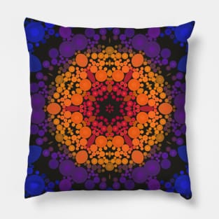 Dot Mandala Flower Yellow Purple and Blue Pillow