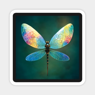 Shimmering Vibrant Mystical Dragonfly Art Magnet