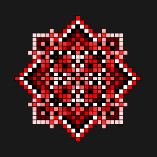 red pixelated mandala T-Shirt